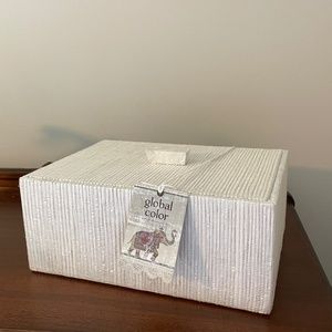 NWT White Woven Decorative Box